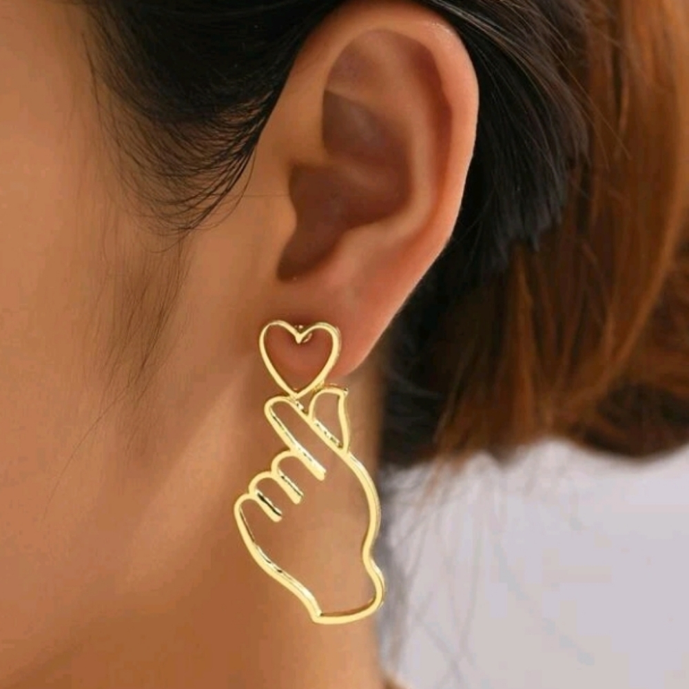 4/$40 New Heart & Gesture Drop Earrings